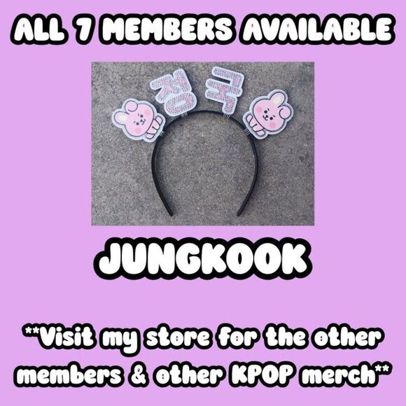 Jimin BTS Headband KPOP Rhinestone Hair Banner Hangul Name Handmade